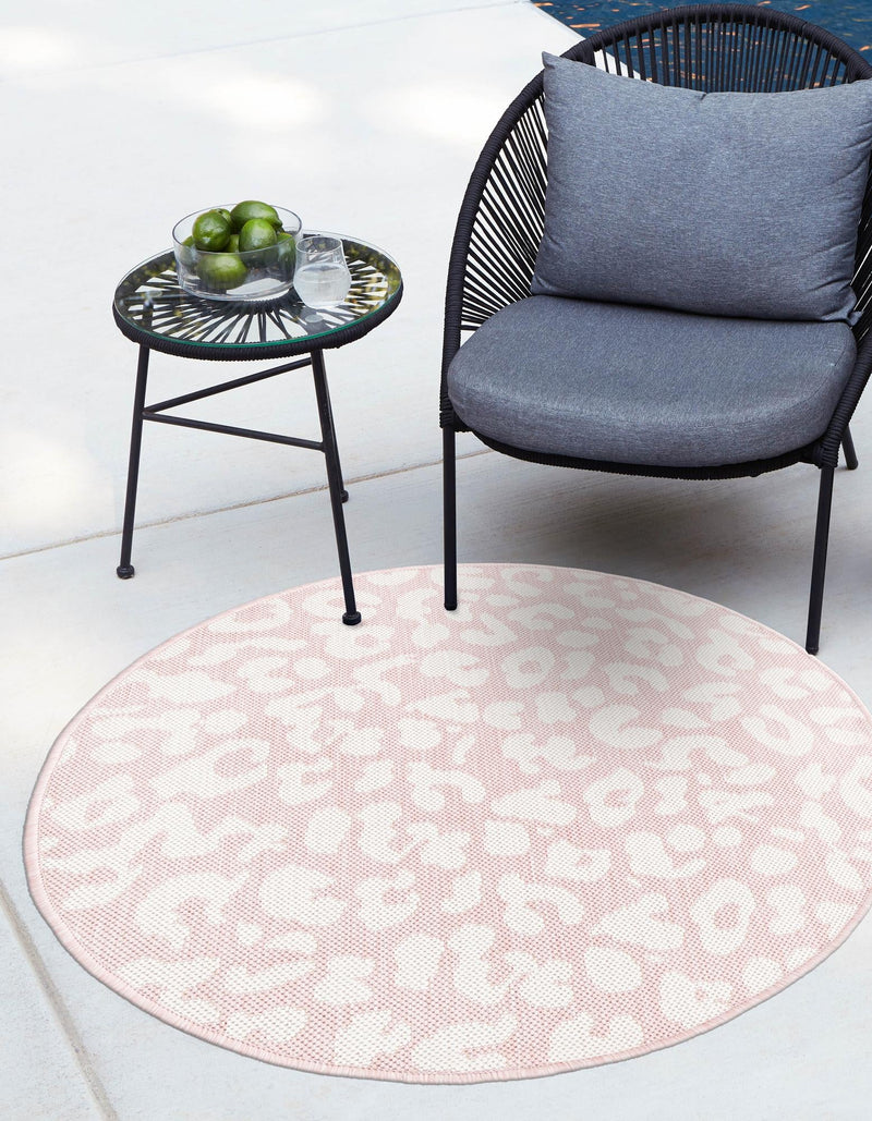 Jungle Expedition Collection Area Rug -  Amazon (Pink Ivory) Round Pink Ivory  lifestyle 0