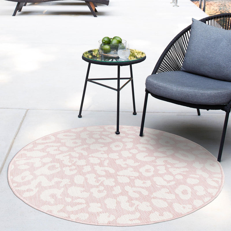 Jungle Expedition Collection Area Rug -  Amazon (Pink Ivory) Round Pink Ivory  lifestyle 9