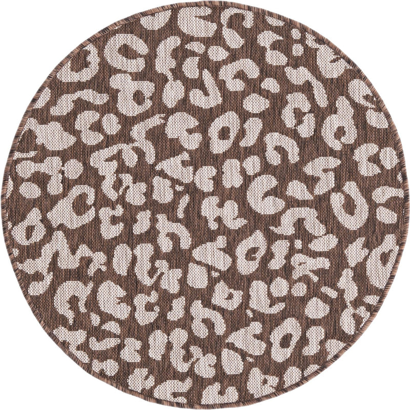 Jungle Expedition Collection Area Rug -  Amazon (Brown) Round Brown Main