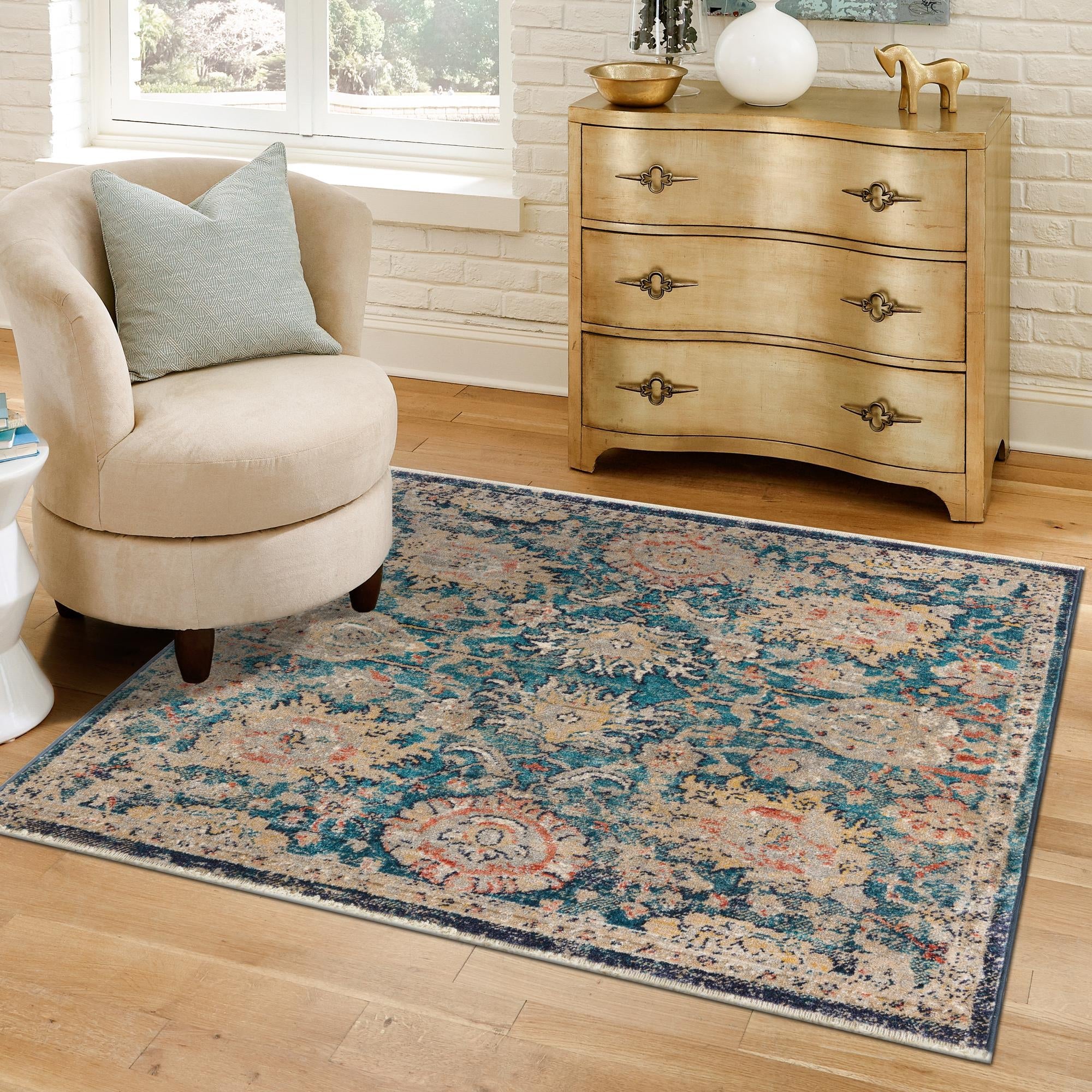 Seville Stripes Collection Area Rug -  Cordoba (Blue)