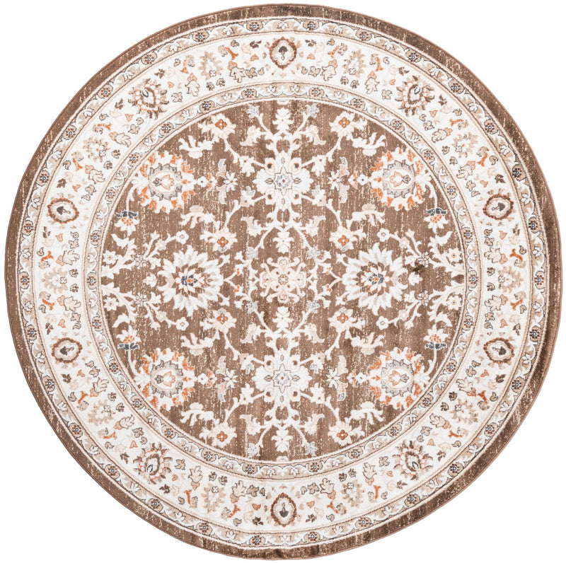 Savannah Elegance Collection Area Rug - Augusta (Brown) Round Brown  lifestyle 14