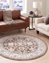 Savannah Elegance Collection Area Rug - Augusta (Brown) Round Brown  lifestyle 19