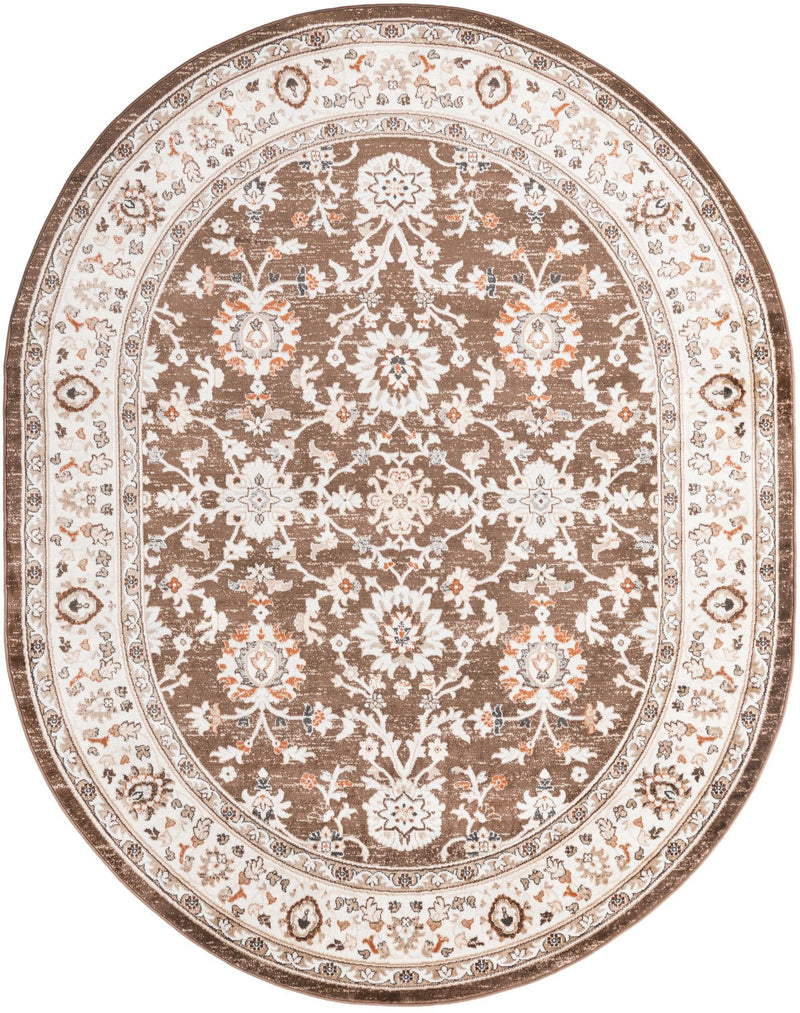 Savannah Elegance Collection Area Rug - Augusta (Brown) Oval Brown  lifestyle 16