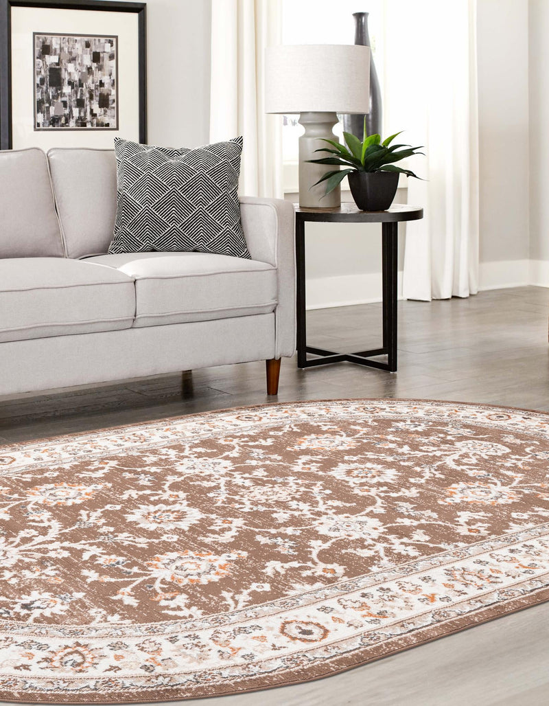 Savannah Elegance Collection Area Rug - Augusta (Brown) Oval Brown  lifestyle 59