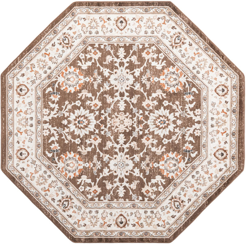 Savannah Elegance Collection Area Rug - Augusta (Brown) Octagon Brown  lifestyle 17