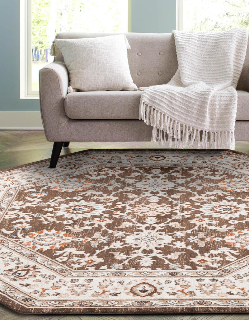 Savannah Elegance Collection Area Rug - Augusta (Brown) Octagon Brown  lifestyle 39