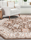 Savannah Elegance Collection Area Rug - Augusta (Brown) Octagon Brown  lifestyle 45