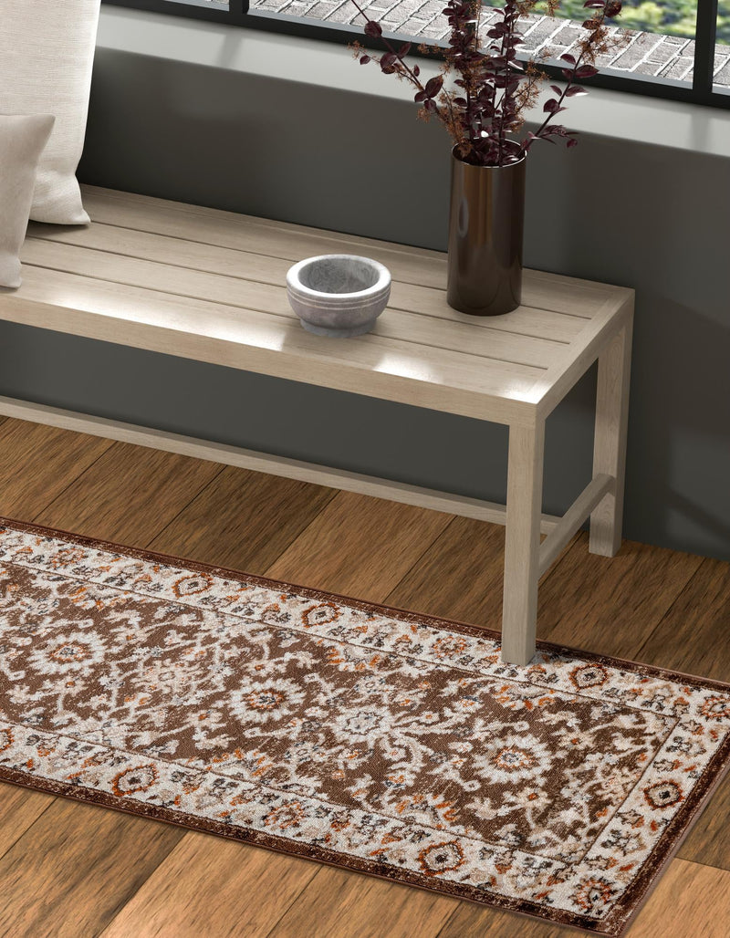 Savannah Elegance Collection Area Rug - Augusta (Brown) Runner Brown  lifestyle 56