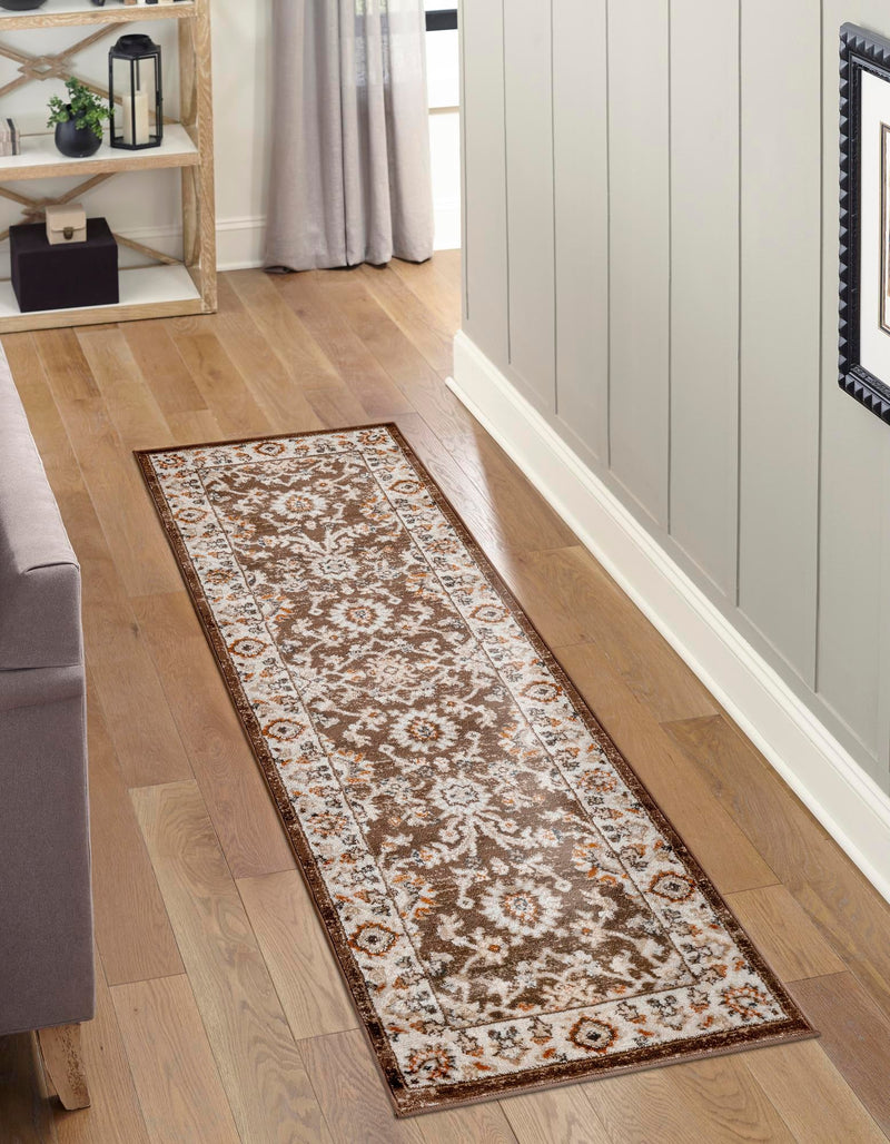 Savannah Elegance Collection Area Rug - Augusta (Brown) Runner Brown  lifestyle 61