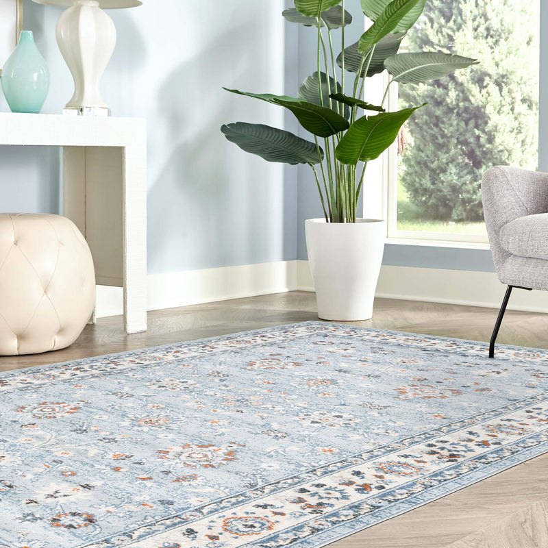 Savannah Elegance Collection Area Rug - Augusta (Aqua Blue) Rectangle Aqua Blue  lifestyle 10