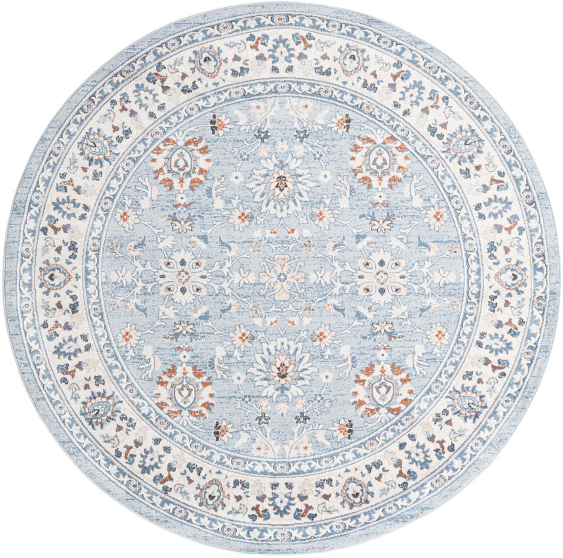 Savannah Elegance Collection Area Rug - Augusta (Aqua Blue) Round Aqua Blue  lifestyle 11