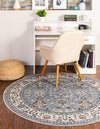 Savannah Elegance Collection Area Rug - Augusta (Aqua Blue) Round Aqua Blue  lifestyle 26