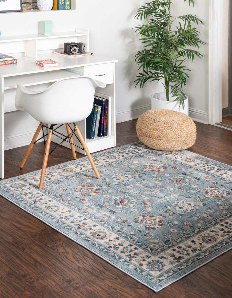 Savannah Elegance Collection Area Rug - Augusta (Aqua Blue) Square Aqua Blue  lifestyle 22