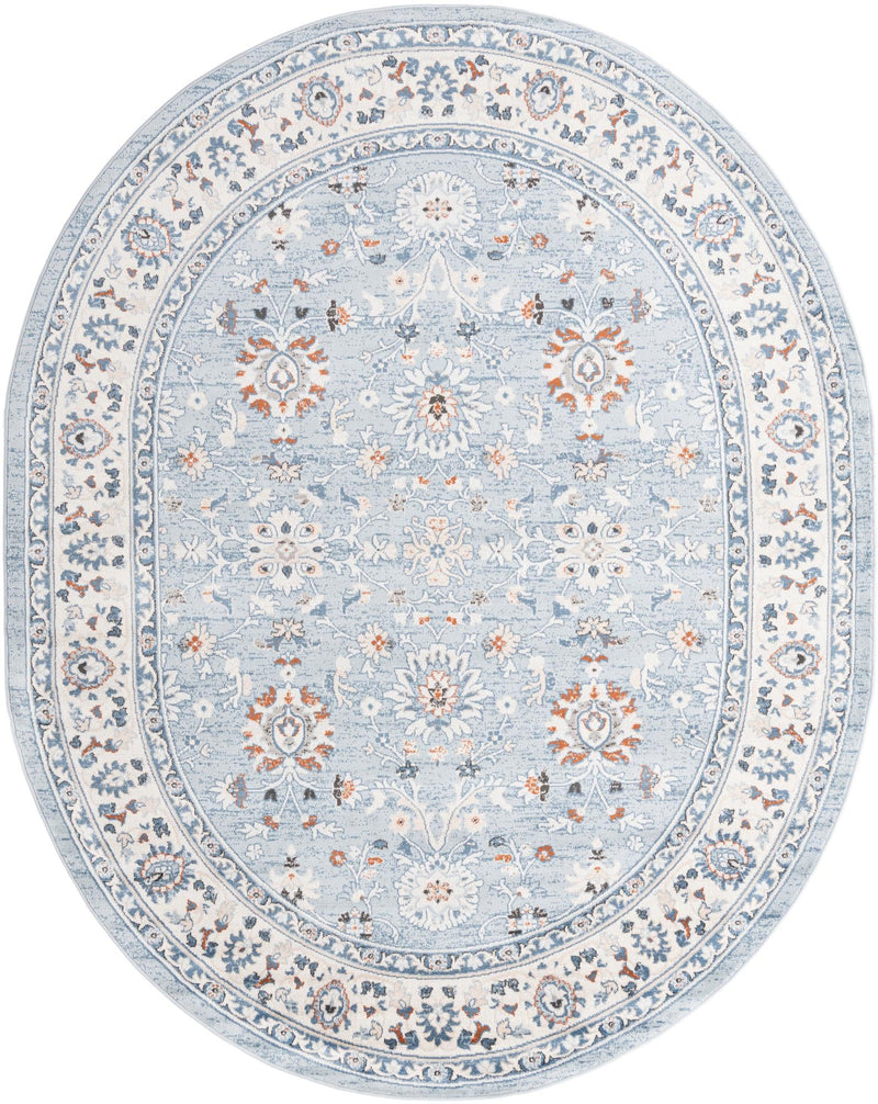 Savannah Elegance Collection Area Rug - Augusta (Aqua Blue) Oval Aqua Blue  lifestyle 13