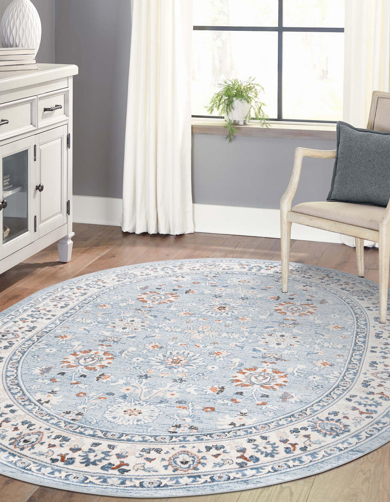 Savannah Elegance Collection Area Rug - Augusta (Aqua Blue) Oval Aqua Blue  lifestyle 50