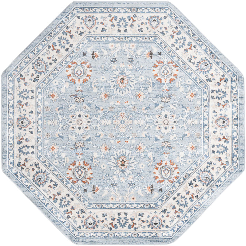 Savannah Elegance Collection Area Rug - Augusta (Aqua Blue) Octagon Aqua Blue  lifestyle 14