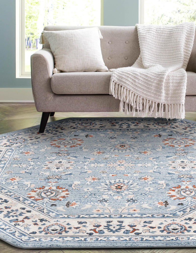 Savannah Elegance Collection Area Rug - Augusta (Aqua Blue) Octagon Aqua Blue  lifestyle 45