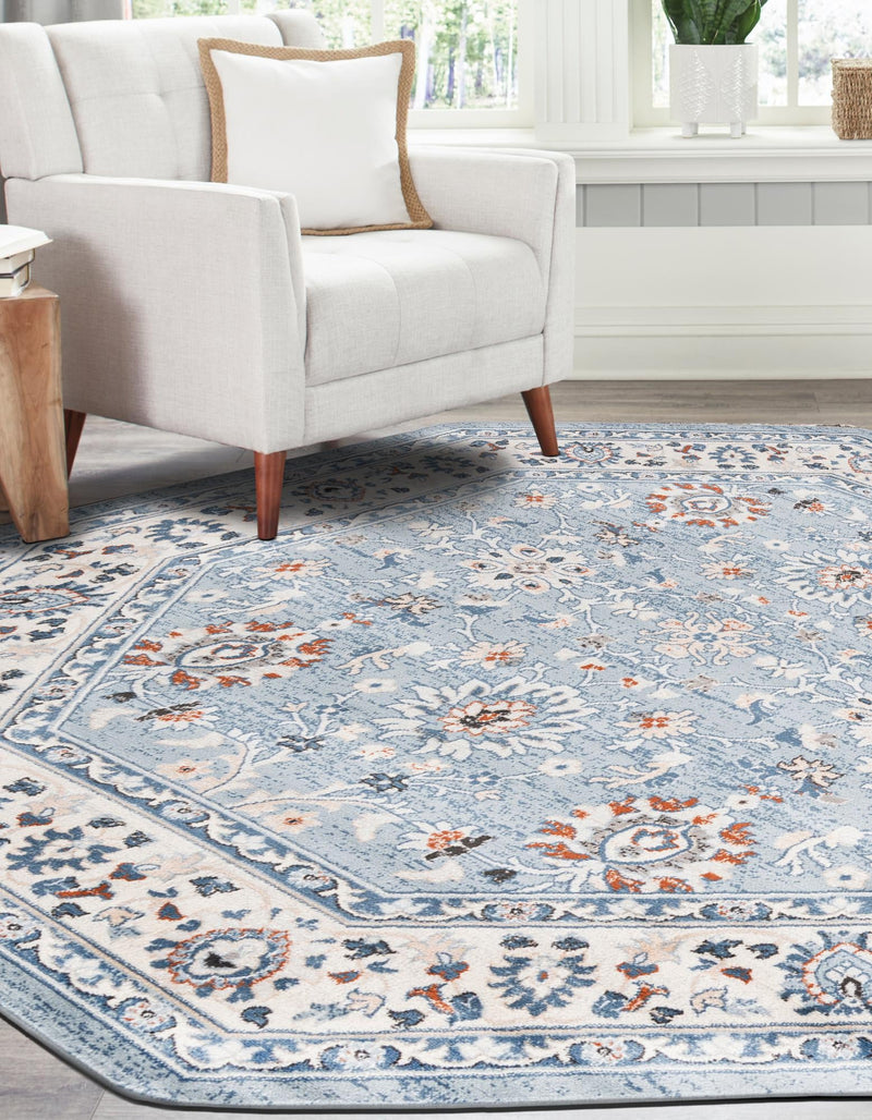 Savannah Elegance Collection Area Rug - Augusta (Aqua Blue) Octagon Aqua Blue  lifestyle 51