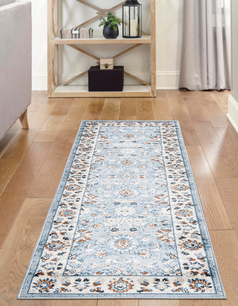 Savannah Elegance Collection Area Rug - Augusta (Aqua Blue) Runner Aqua Blue  lifestyle 63