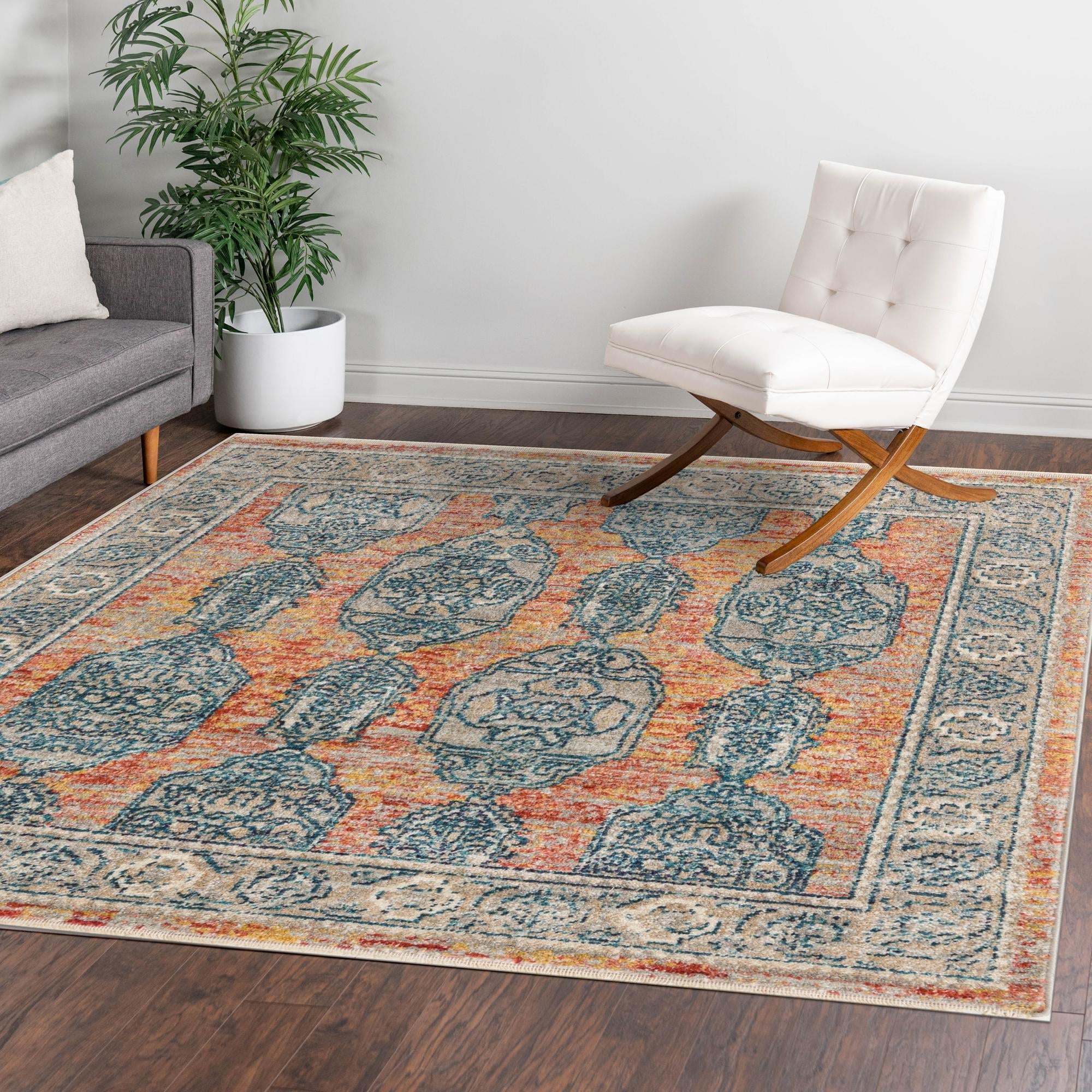 Seville Stripes Collection Area Rug -  Granada (Brick Red)