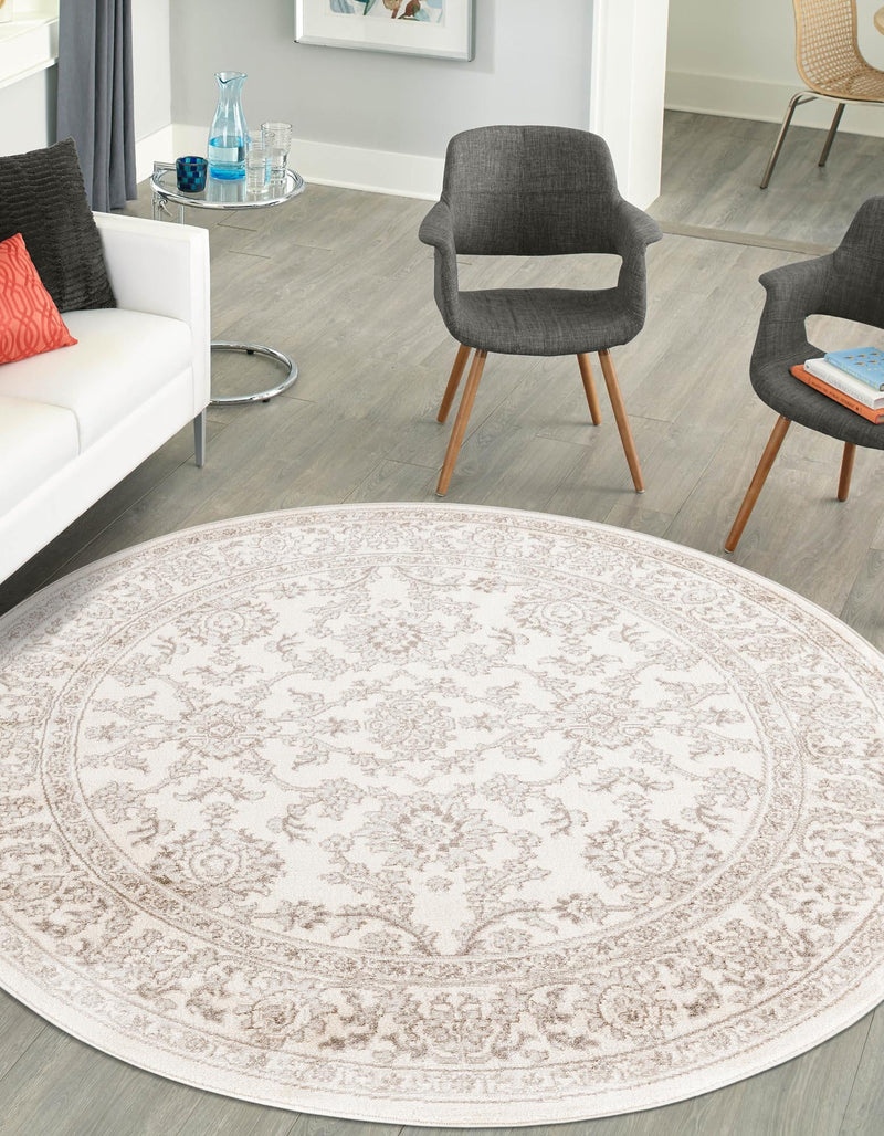 Savannah Elegance Collection Area Rug - Augusta (Ivory) Round Ivory  lifestyle 53