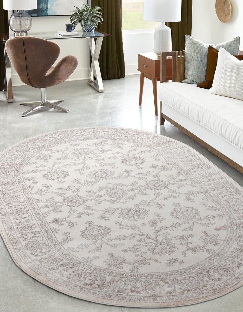 Savannah Elegance Collection Area Rug - Augusta (Ivory) Oval Ivory  lifestyle 48