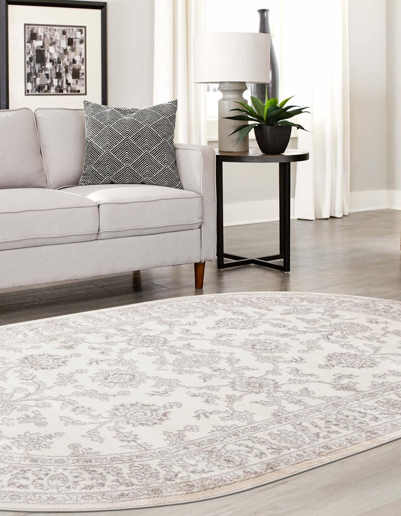 Savannah Elegance Collection Area Rug - Augusta (Ivory) Oval Ivory  lifestyle 54