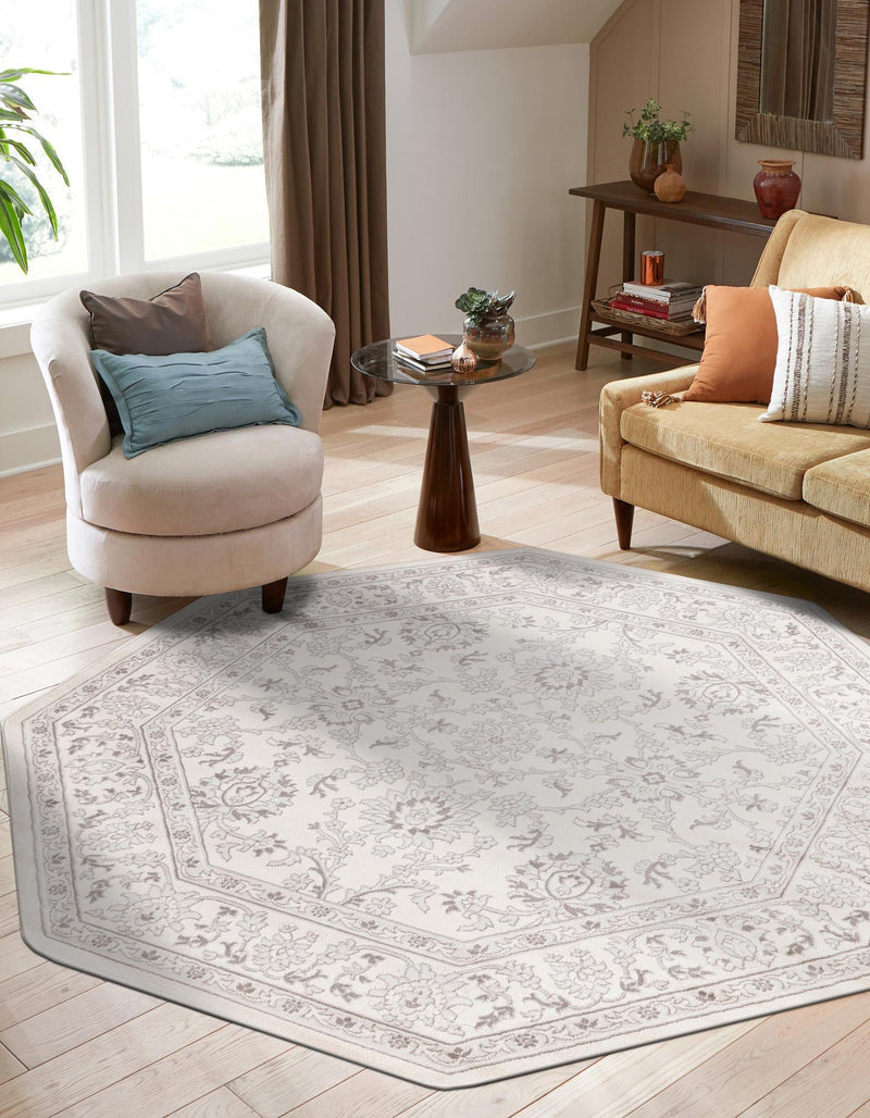 Savannah Elegance Collection Area Rug - Augusta (Ivory) Octagon Ivory  lifestyle 55