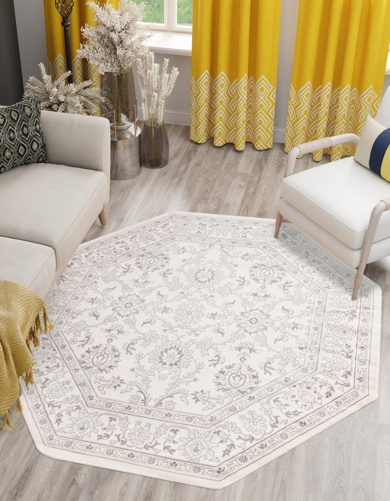 Savannah Elegance Collection Area Rug - Augusta (Ivory) Octagon Ivory  lifestyle 58