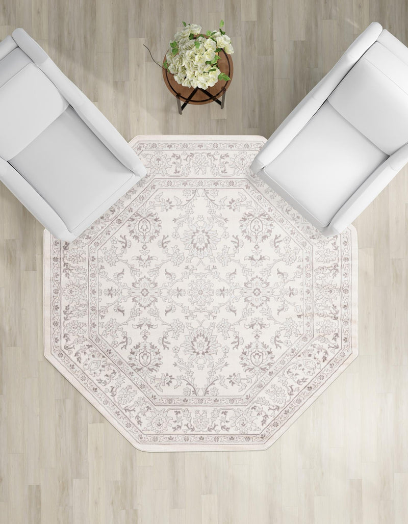 Savannah Elegance Collection Area Rug - Augusta (Ivory) Octagon Ivory  lifestyle 61