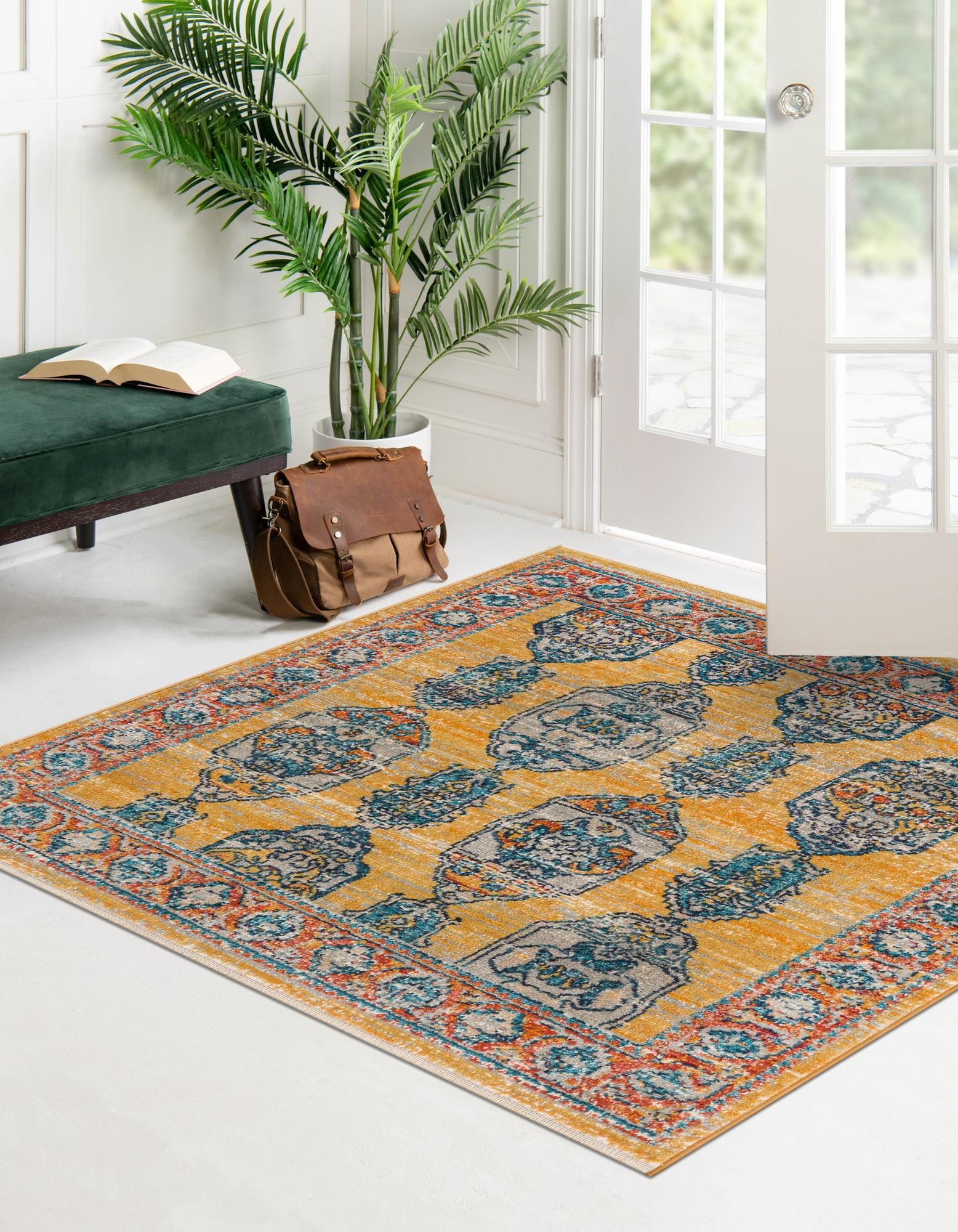 Seville Stripes Collection Area Rug -  Granada (Yellow)