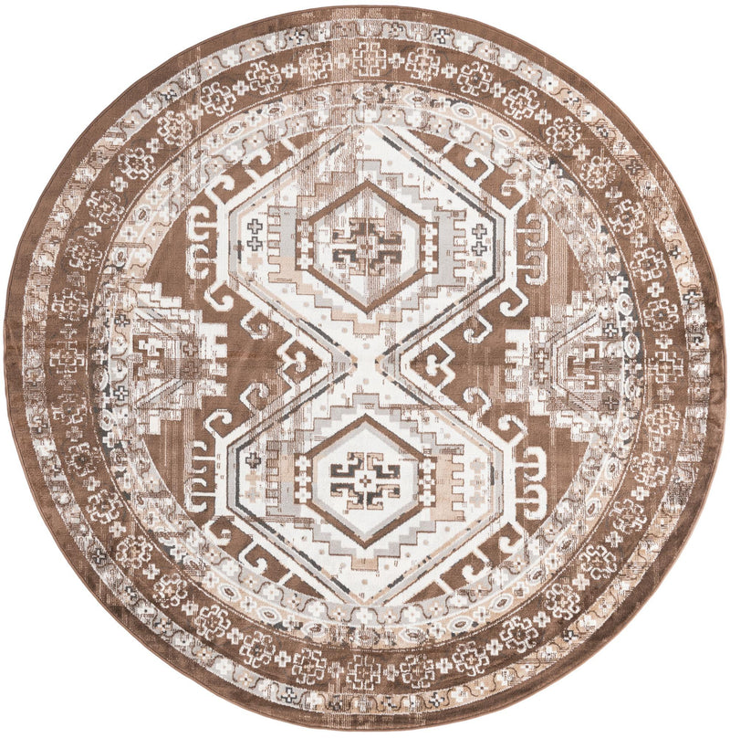 Savannah Elegance Collection Area Rug -  Tybee (Brown) Round Brown  lifestyle 15