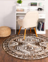 Savannah Elegance Collection Area Rug -  Tybee (Brown) Round Brown  lifestyle 30