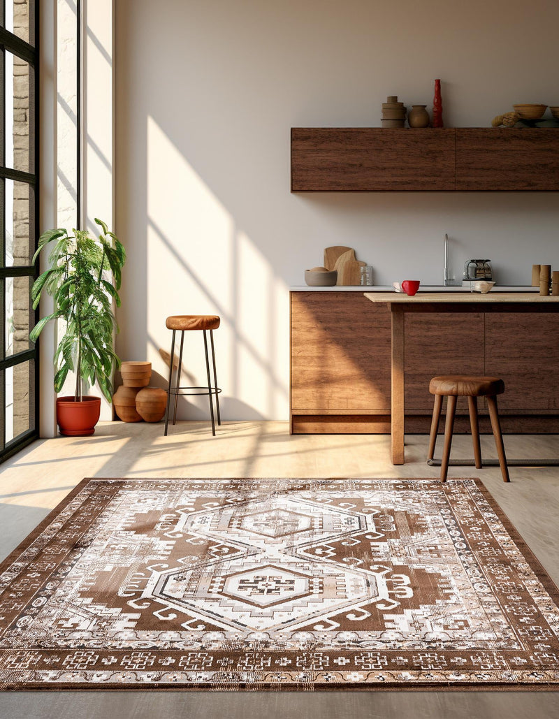 Savannah Elegance Collection Area Rug -  Tybee (Brown) Square Brown  lifestyle 55