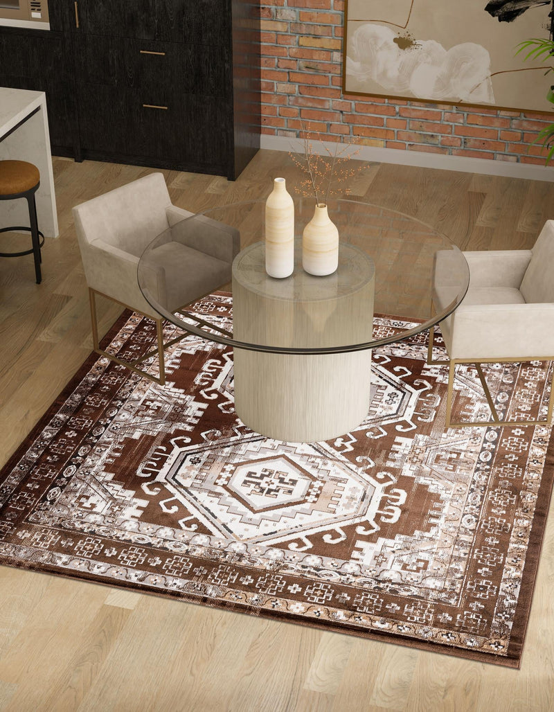 Savannah Elegance Collection Area Rug -  Tybee (Brown) Square Brown  lifestyle 60