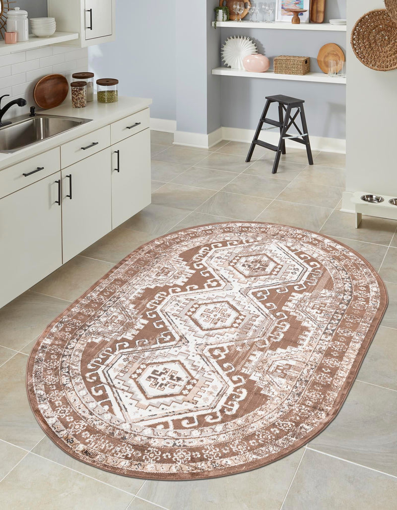 Savannah Elegance Collection Area Rug -  Tybee (Brown) Oval Brown  lifestyle 41