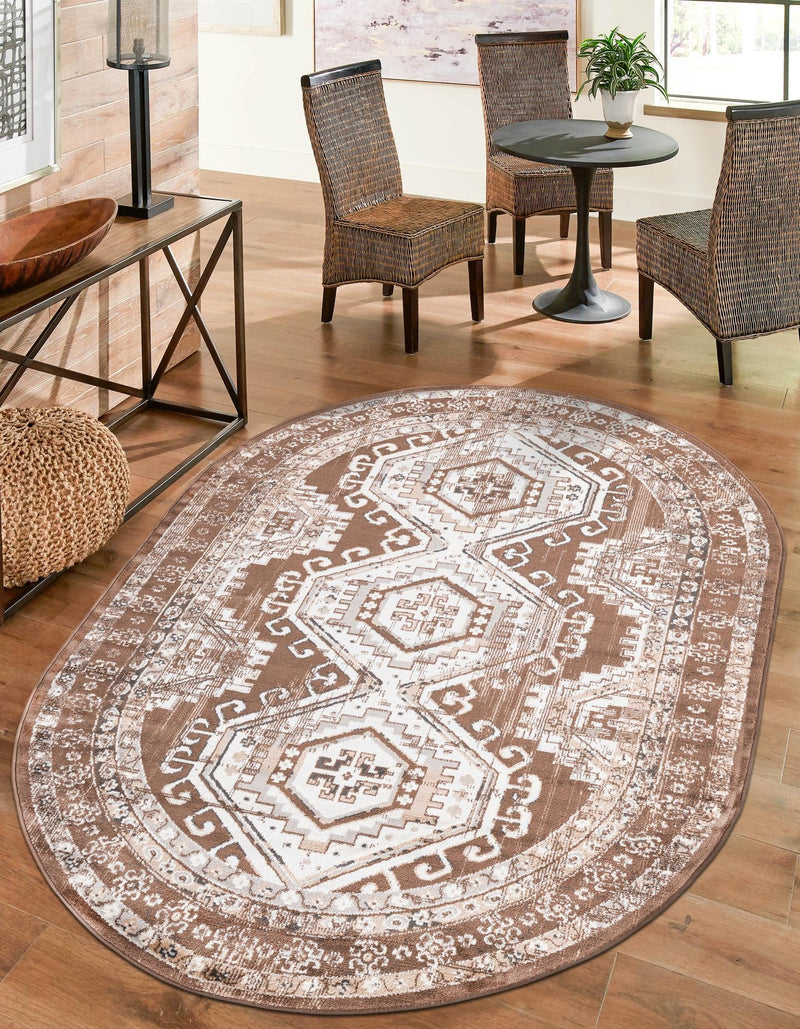 Savannah Elegance Collection Area Rug -  Tybee (Brown) Oval Brown  lifestyle 43