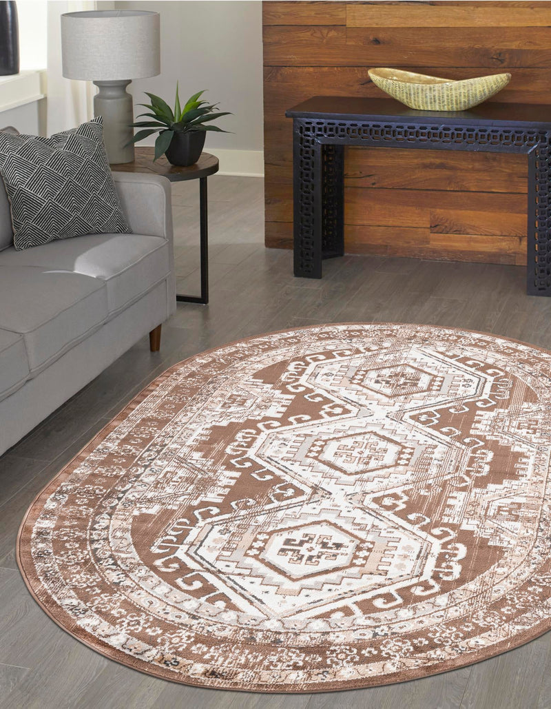 Savannah Elegance Collection Area Rug -  Tybee (Brown) Oval Brown  lifestyle 51