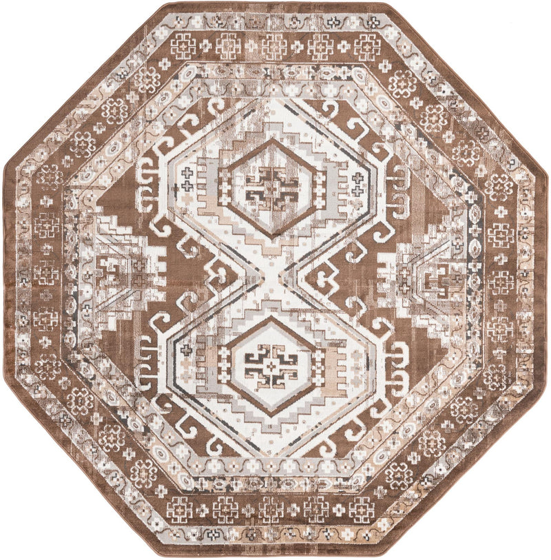 Savannah Elegance Collection Area Rug -  Tybee (Brown) Octagon Brown  lifestyle 18