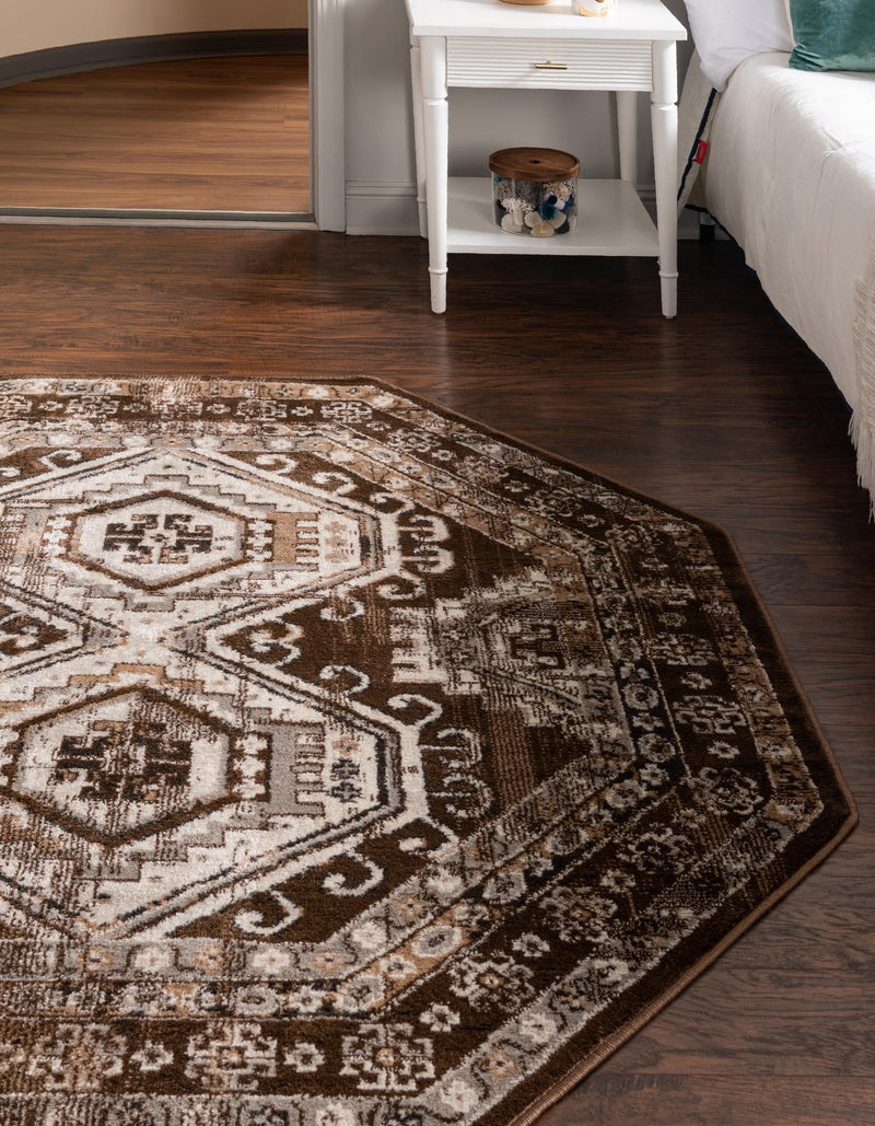 Savannah Elegance Collection Area Rug -  Tybee (Brown) Octagon Brown  lifestyle 28