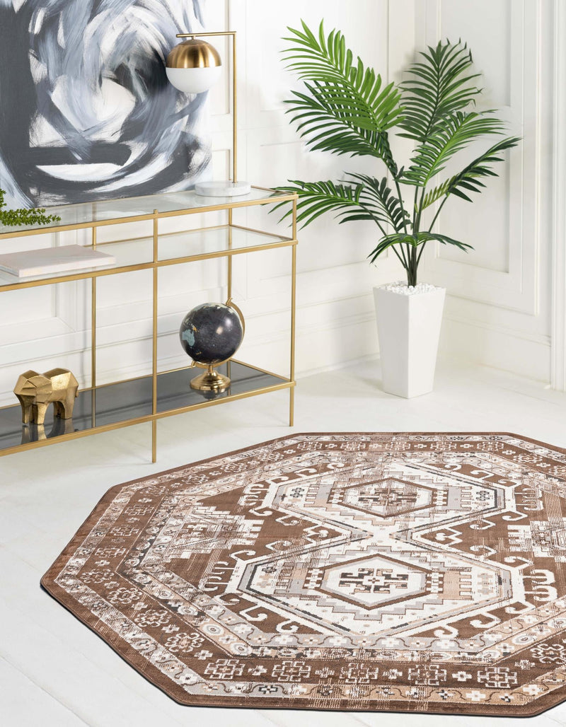 Savannah Elegance Collection Area Rug -  Tybee (Brown) Octagon Brown  lifestyle 52