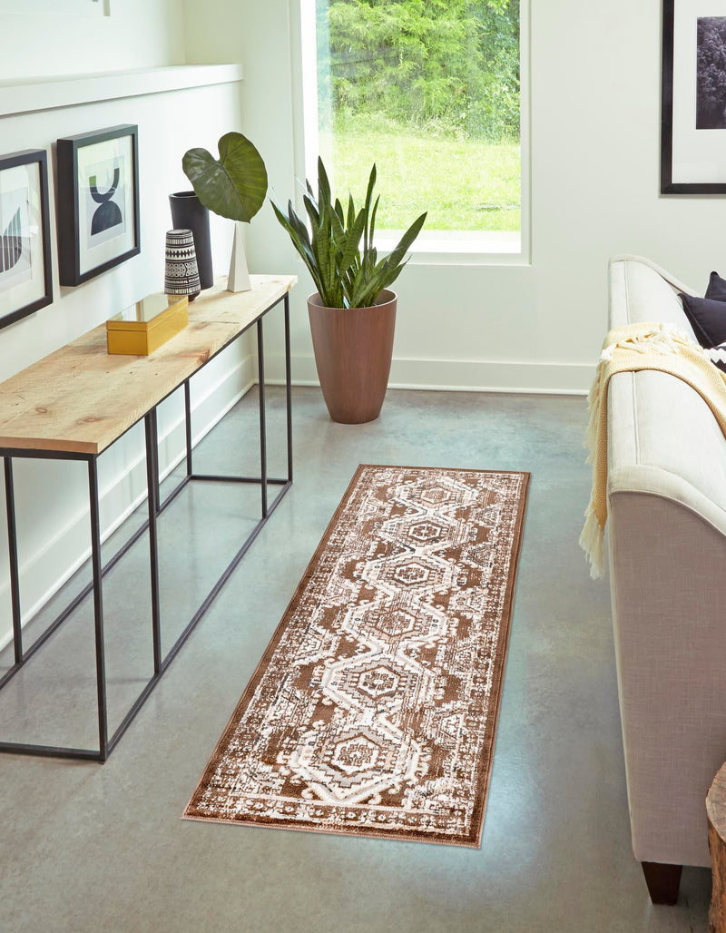 Savannah Elegance Collection Area Rug -  Tybee (Brown) Runner Brown  lifestyle 71