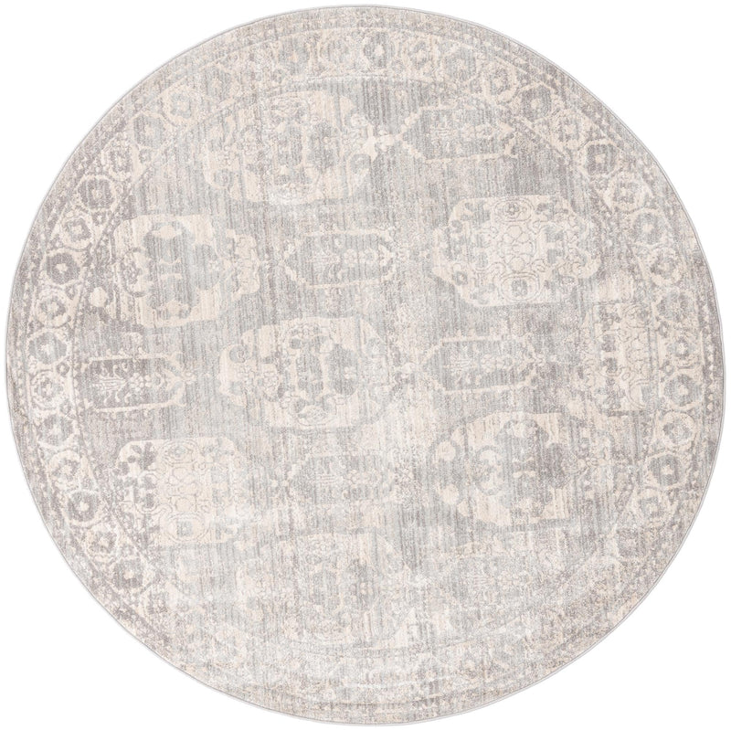 Seville Stripes Collection Area Rug -  Granada (Gray) Round Gray  lifestyle 2