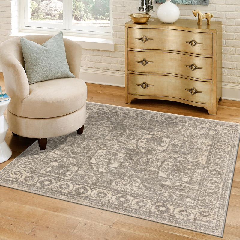 Seville Stripes Collection Area Rug -  Granada (Gray) Square Gray  lifestyle 63