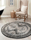 Savannah Elegance Collection Area Rug -  Tybee (Gray) Round Gray  lifestyle 14