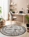 Savannah Elegance Collection Area Rug -  Tybee (Gray) Round Gray  lifestyle 44