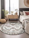 Savannah Elegance Collection Area Rug -  Tybee (Gray) Round Gray  lifestyle 49