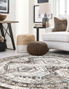 Savannah Elegance Collection Area Rug -  Tybee (Gray) Round Gray  lifestyle 69