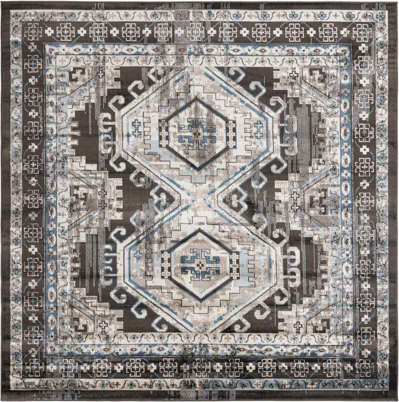 Savannah Elegance Collection Area Rug -  Tybee (Gray) Square Gray  lifestyle 10