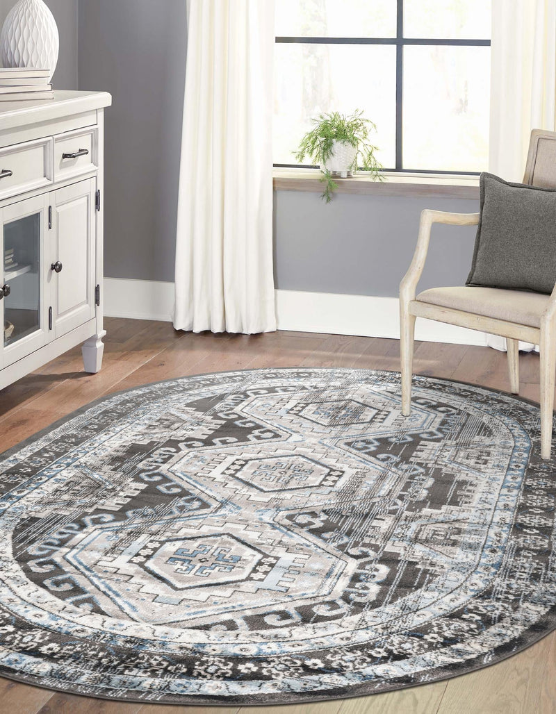 Savannah Elegance Collection Area Rug -  Tybee (Gray) Oval Gray  lifestyle 39